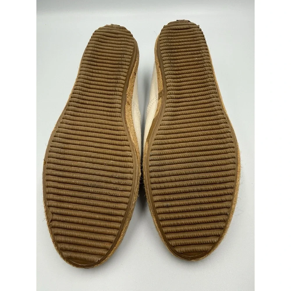 Womens‎ Size 8 Cream Canvas Lace Up Espadrille Flats Casual Shoes